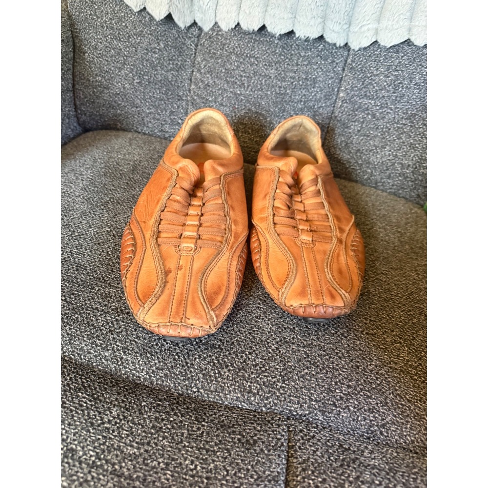 Pikolinos size 42 Mens Tan Leather Bungee Lace Driving Loafers Sneakers